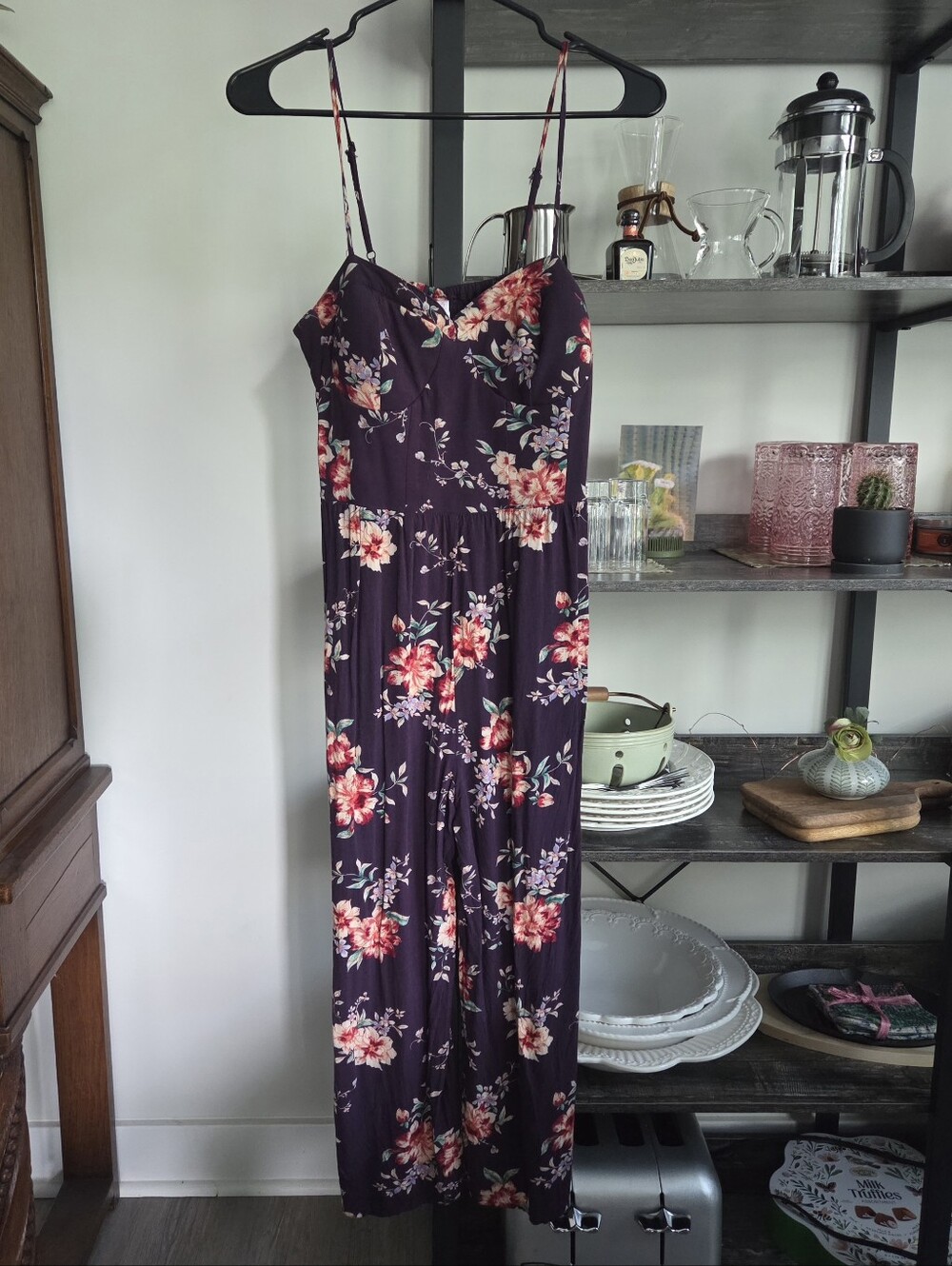 Floral Xhilaration Jumpsuit Pockets Small Adjustable Straps Fitted Comfortable